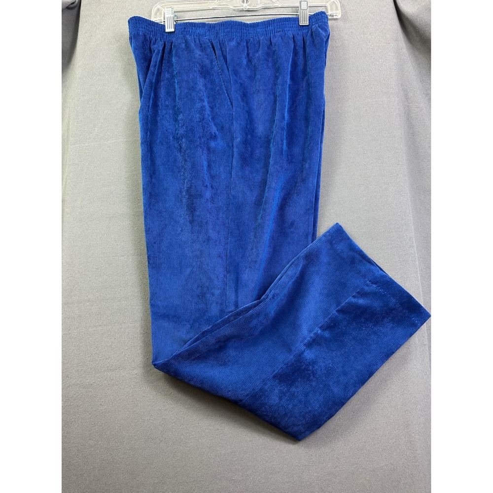 Alfred Dunner Royal Blue Corduroy Pants Women's SZ 8 Elastic Waist Straight‎ Leg